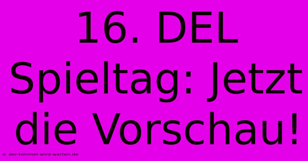 16. DEL Spieltag: Jetzt Die Vorschau!