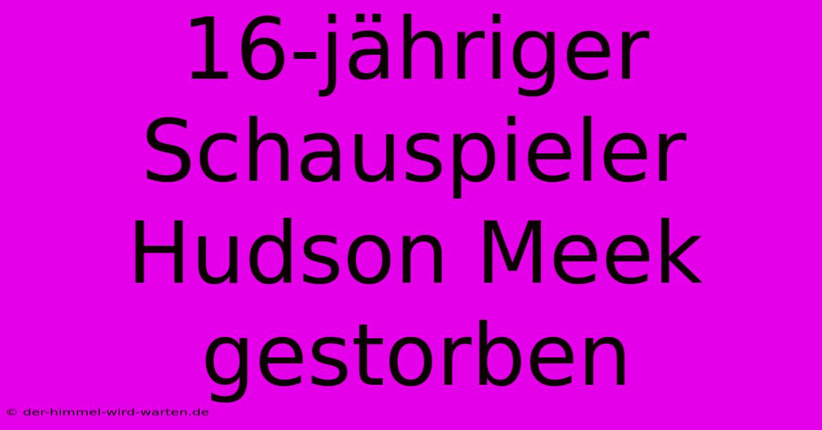 16-jähriger Schauspieler Hudson Meek Gestorben