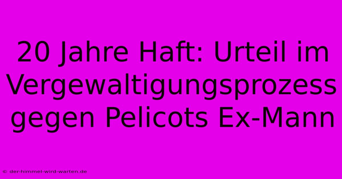 20 Jahre Haft: Urteil Im Vergewaltigungsprozess Gegen Pelicots Ex-Mann