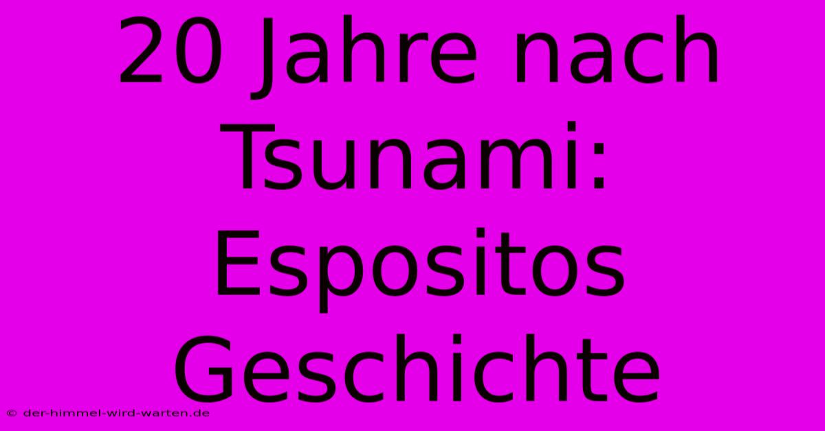 20 Jahre Nach Tsunami: Espositos Geschichte