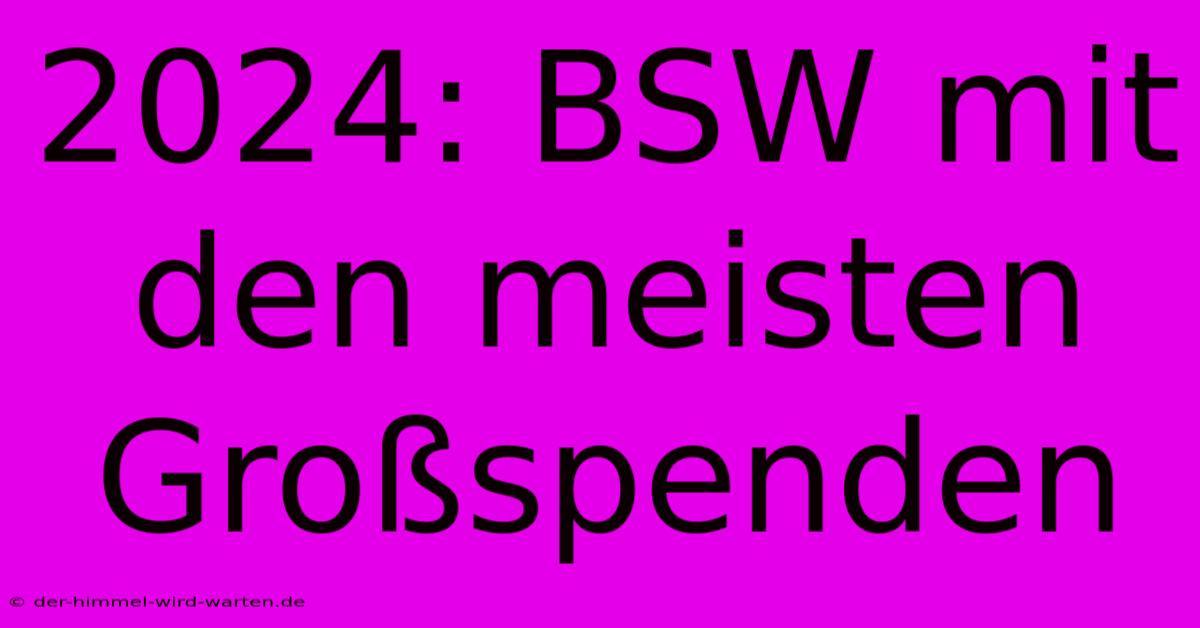 2024: BSW Mit Den Meisten Großspenden