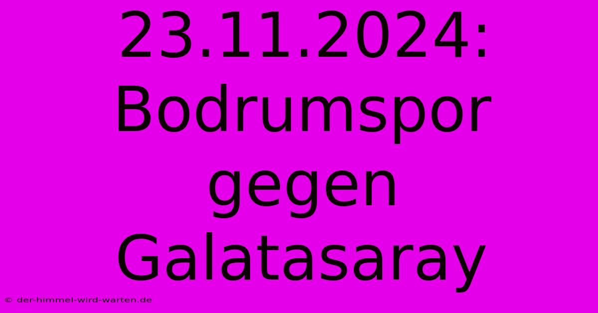 23.11.2024: Bodrumspor Gegen Galatasaray