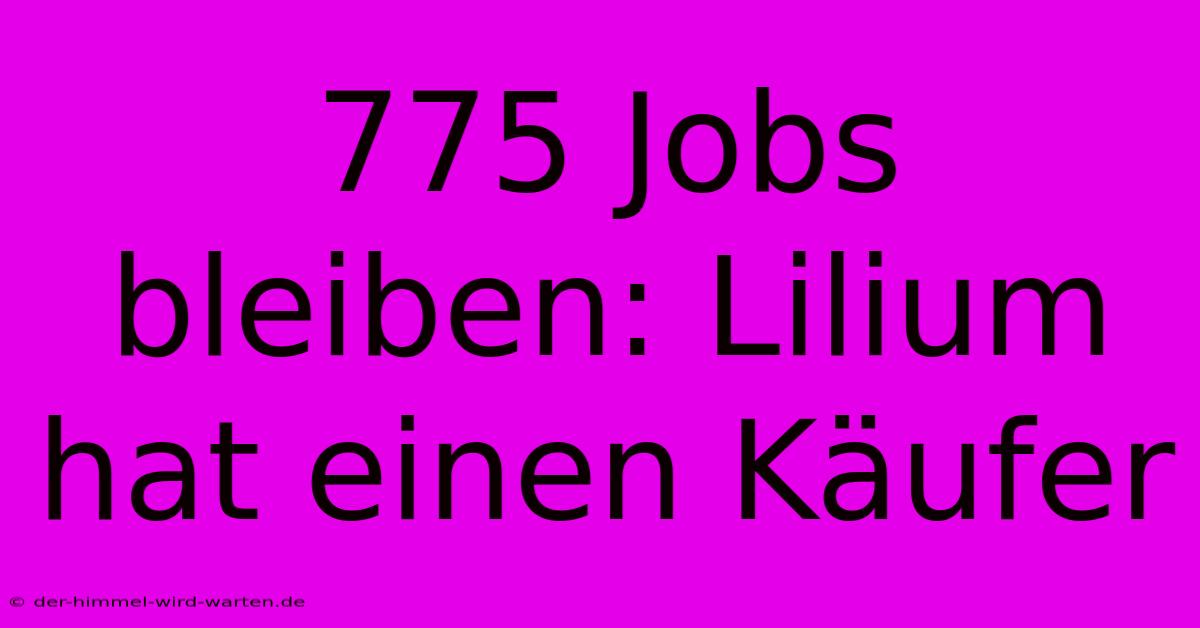 775 Jobs Bleiben: Lilium Hat Einen Käufer