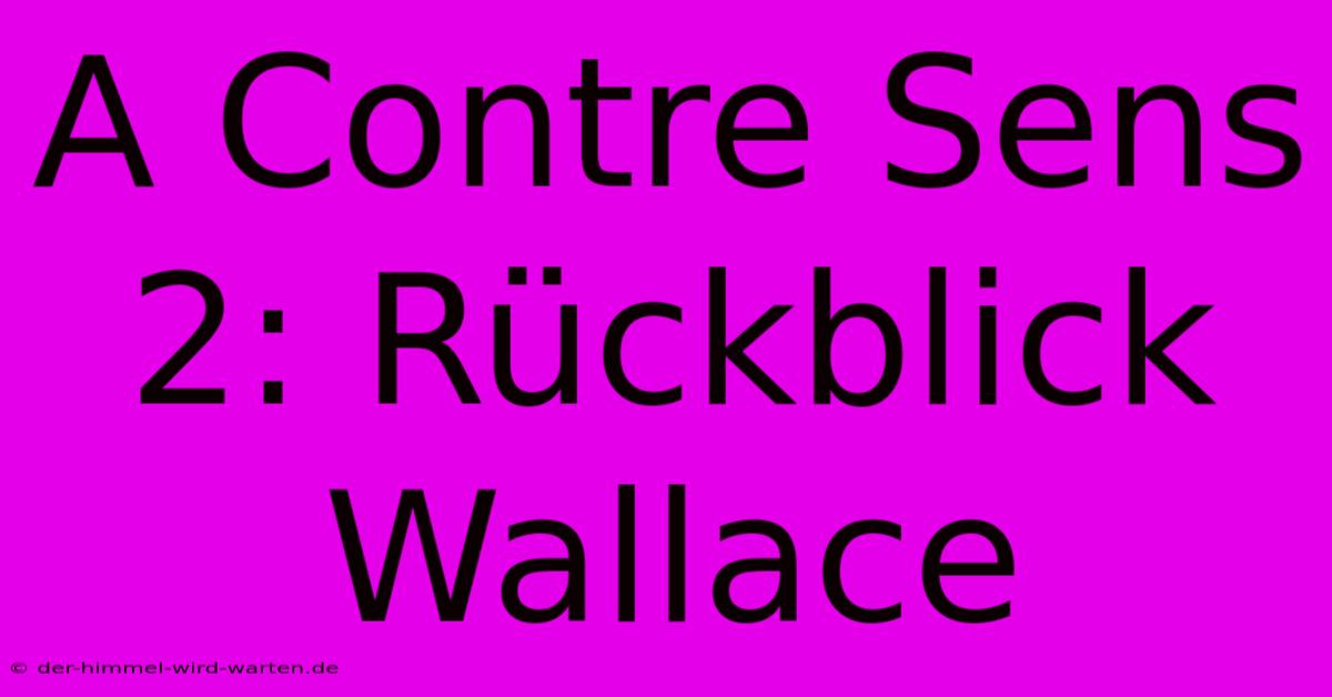 A Contre Sens 2: Rückblick Wallace