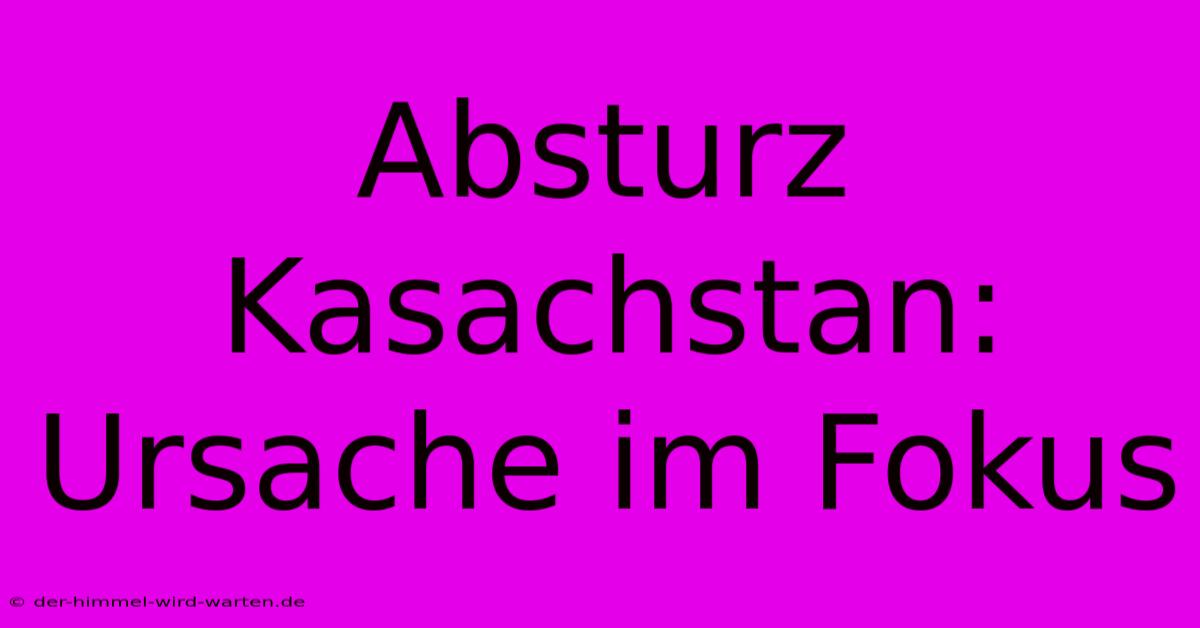 Absturz Kasachstan: Ursache Im Fokus