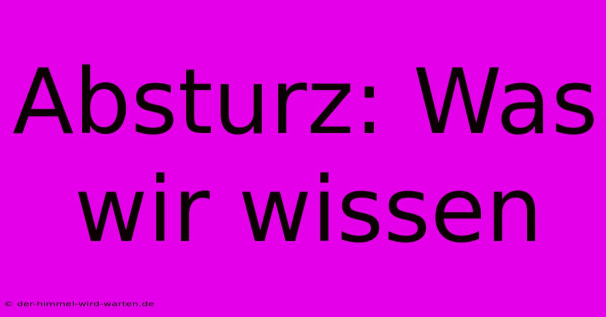 Absturz: Was Wir Wissen