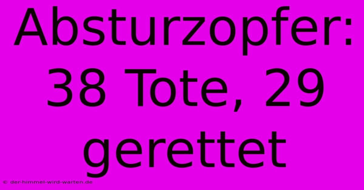 Absturzopfer: 38 Tote, 29 Gerettet