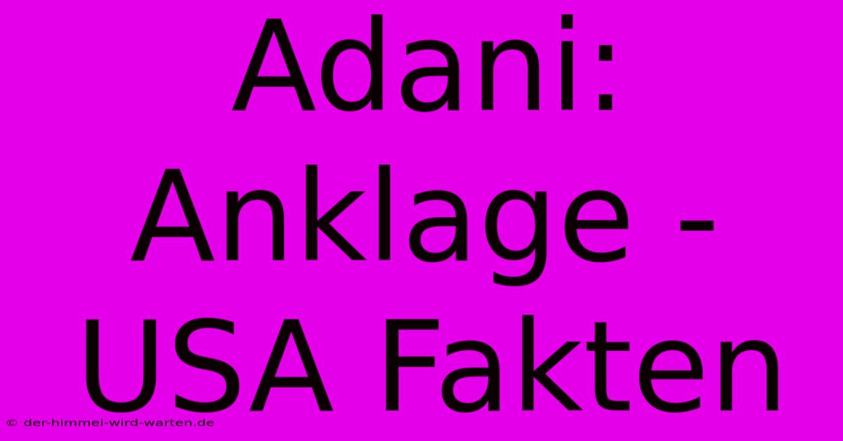 Adani: Anklage - USA Fakten