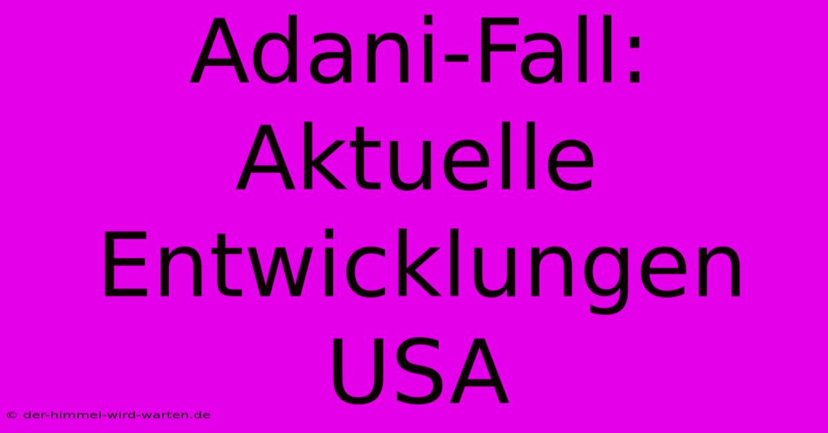 Adani-Fall:  Aktuelle Entwicklungen USA