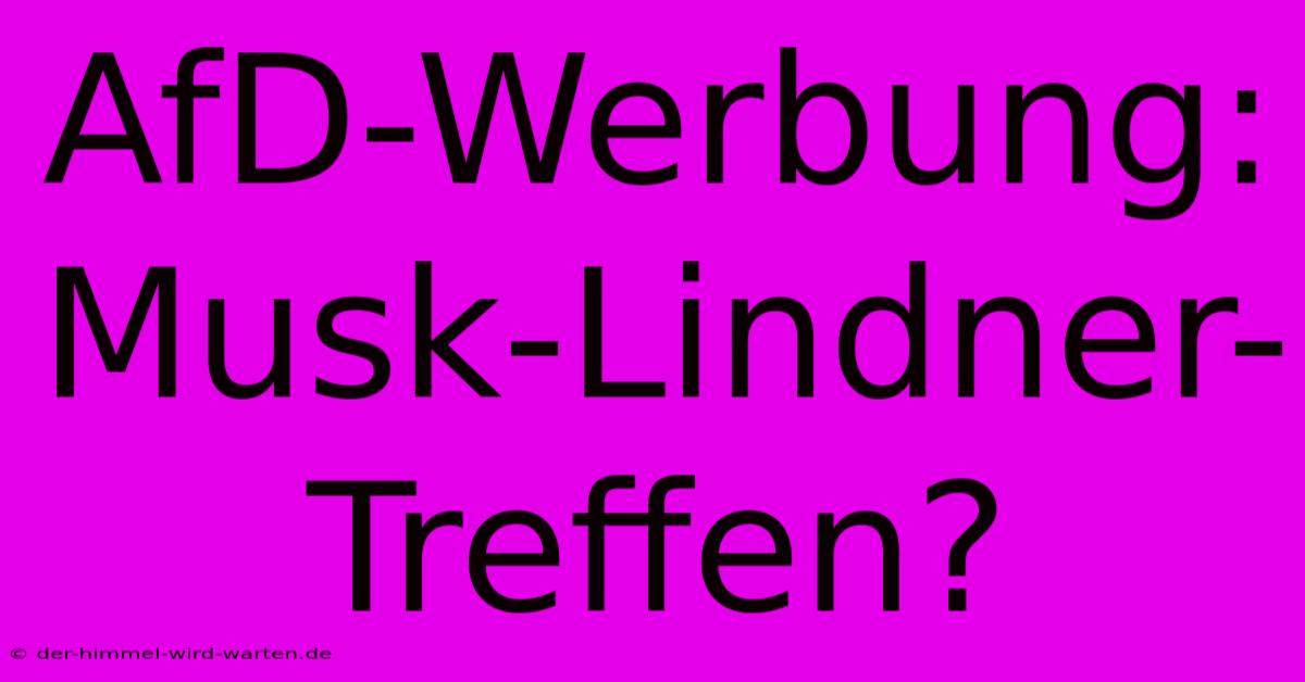 AfD-Werbung: Musk-Lindner-Treffen?