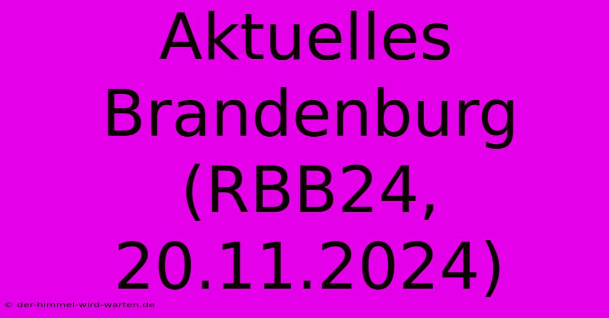 Aktuelles Brandenburg (RBB24, 20.11.2024)