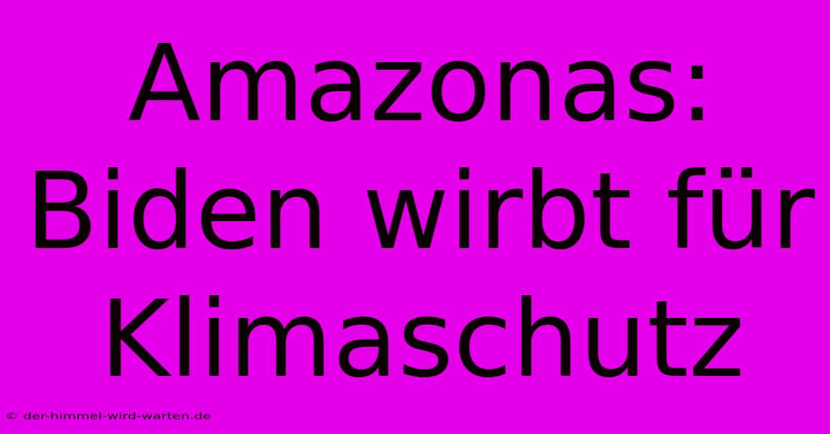 Amazonas: Biden Wirbt Für Klimaschutz