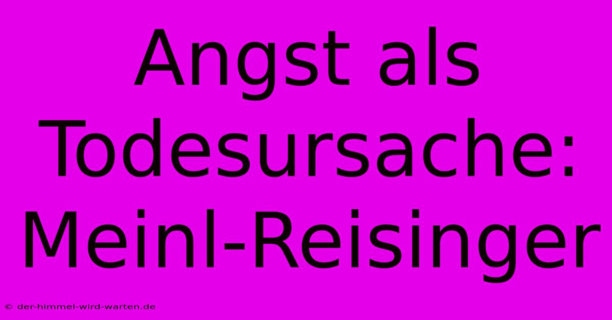 Angst Als Todesursache:  Meinl-Reisinger