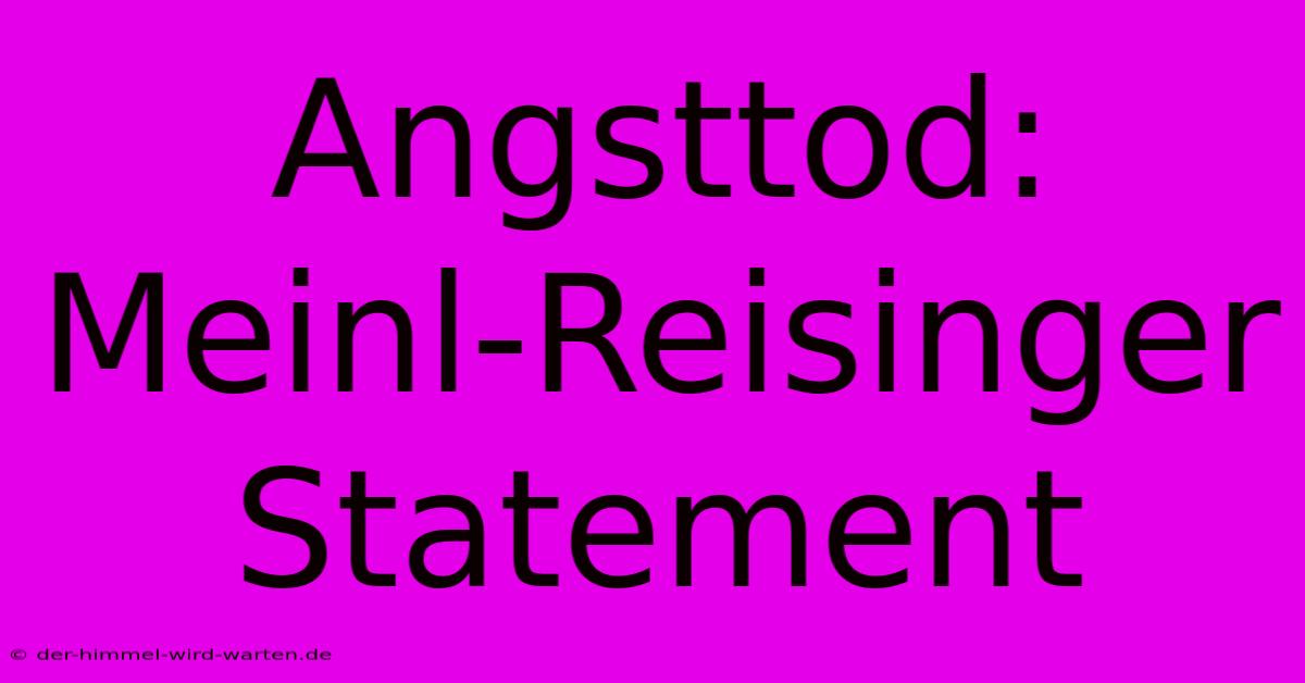 Angsttod: Meinl-Reisinger Statement