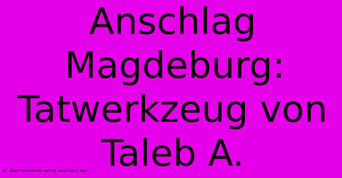 Anschlag Magdeburg: Tatwerkzeug Von Taleb A.