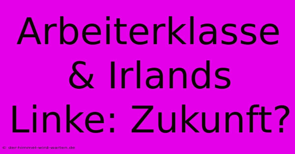 Arbeiterklasse & Irlands Linke: Zukunft?