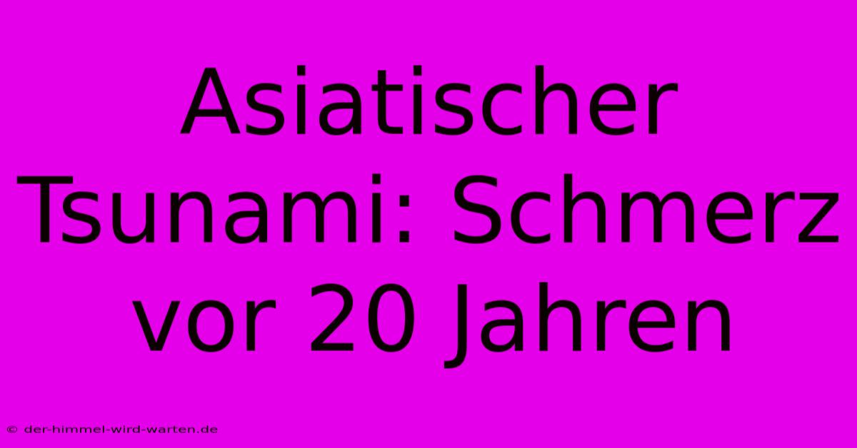 Asiatischer Tsunami: Schmerz Vor 20 Jahren