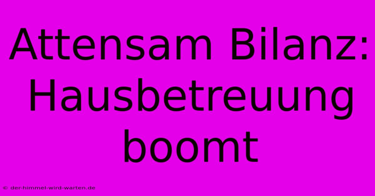 Attensam Bilanz: Hausbetreuung Boomt