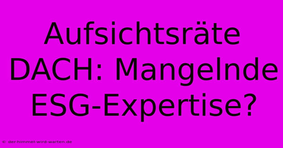 Aufsichtsräte DACH: Mangelnde ESG-Expertise?