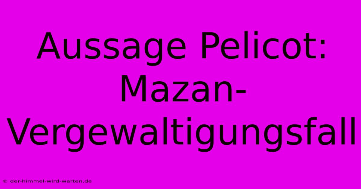 Aussage Pelicot: Mazan-Vergewaltigungsfall