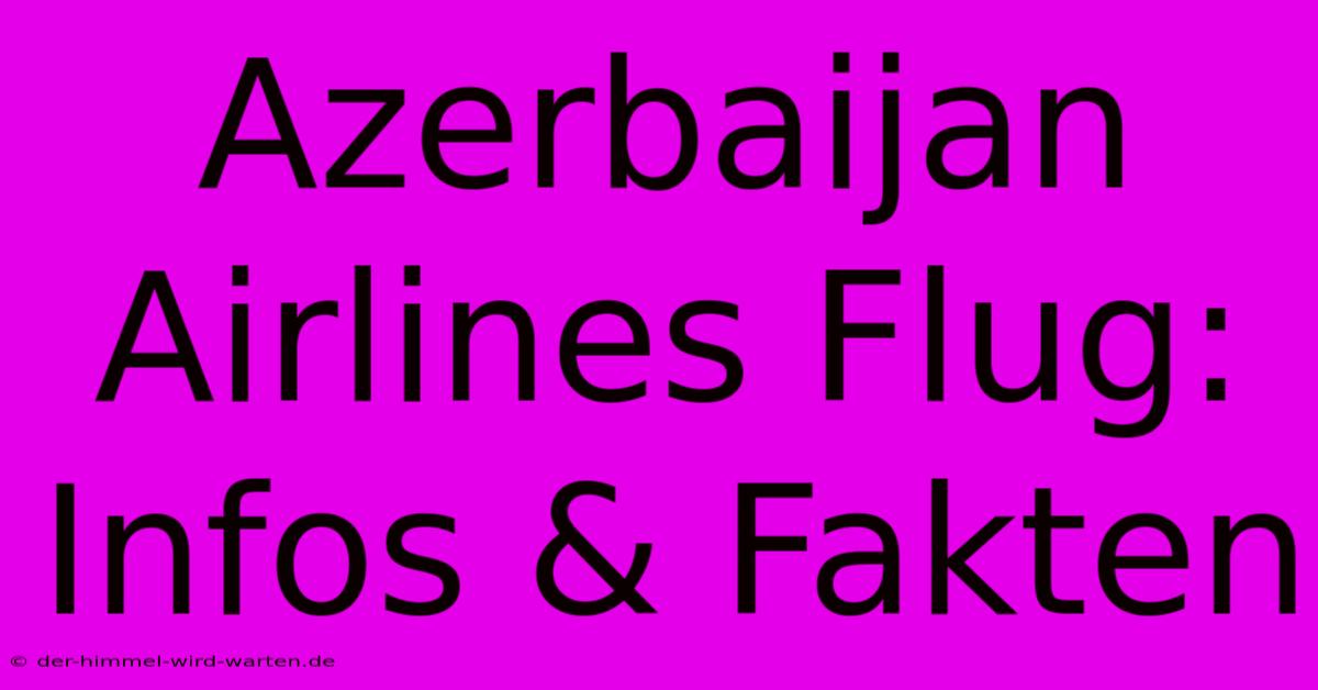 Azerbaijan Airlines Flug: Infos & Fakten