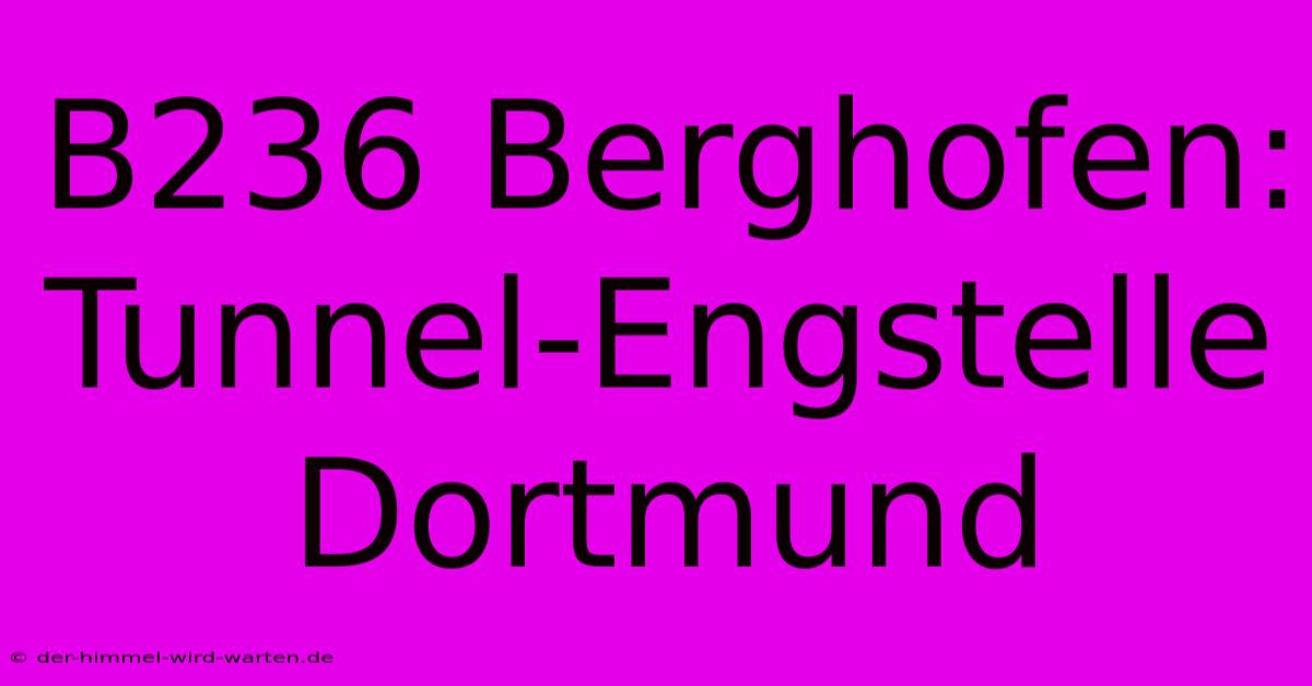 B236 Berghofen: Tunnel-Engstelle Dortmund