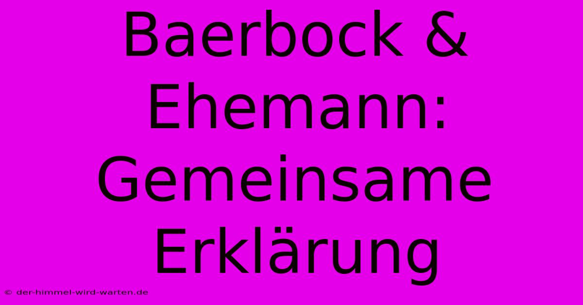 Baerbock & Ehemann: Gemeinsame Erklärung