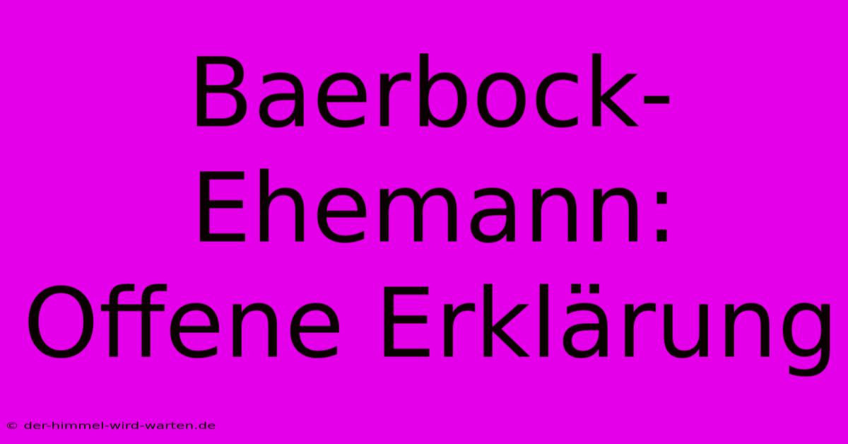 Baerbock-Ehemann: Offene Erklärung