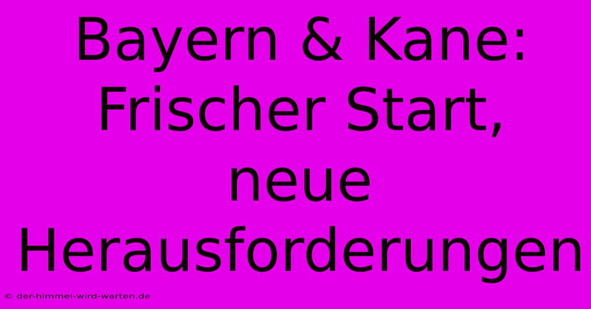 Bayern & Kane:  Frischer Start, Neue Herausforderungen