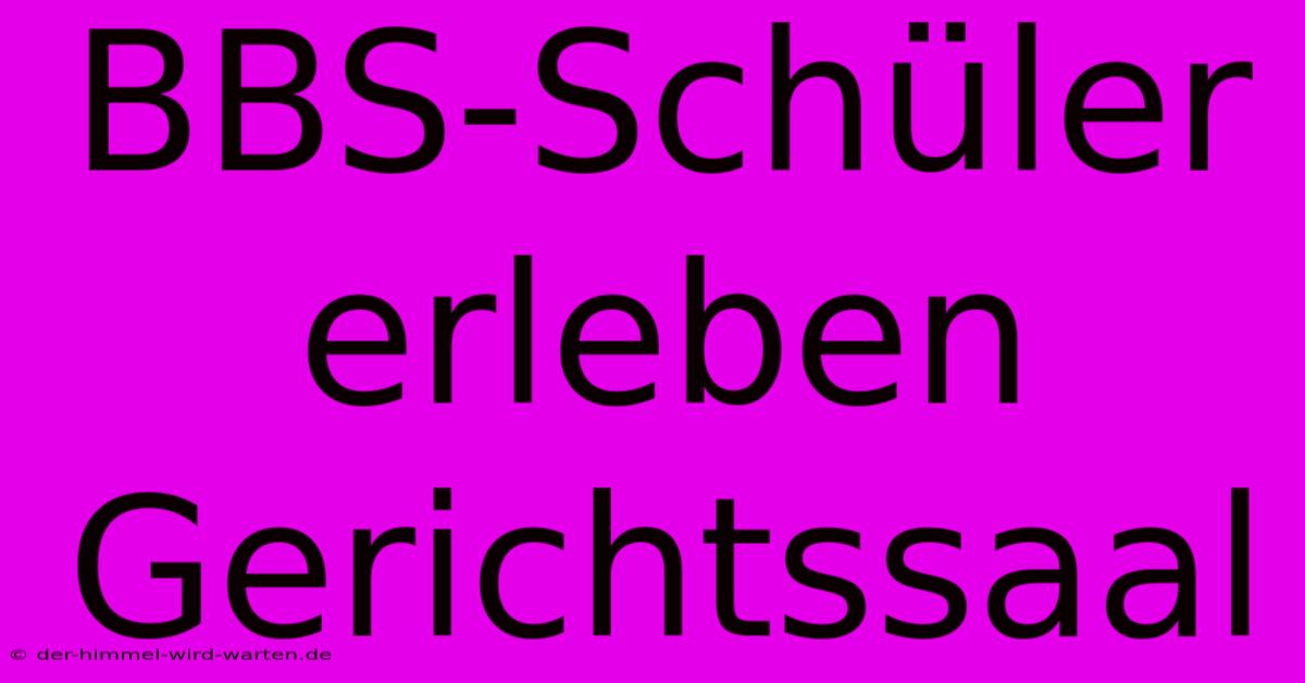 BBS-Schüler Erleben Gerichtssaal