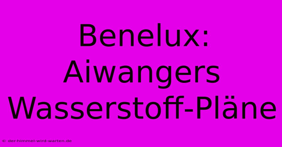 Benelux: Aiwangers Wasserstoff-Pläne