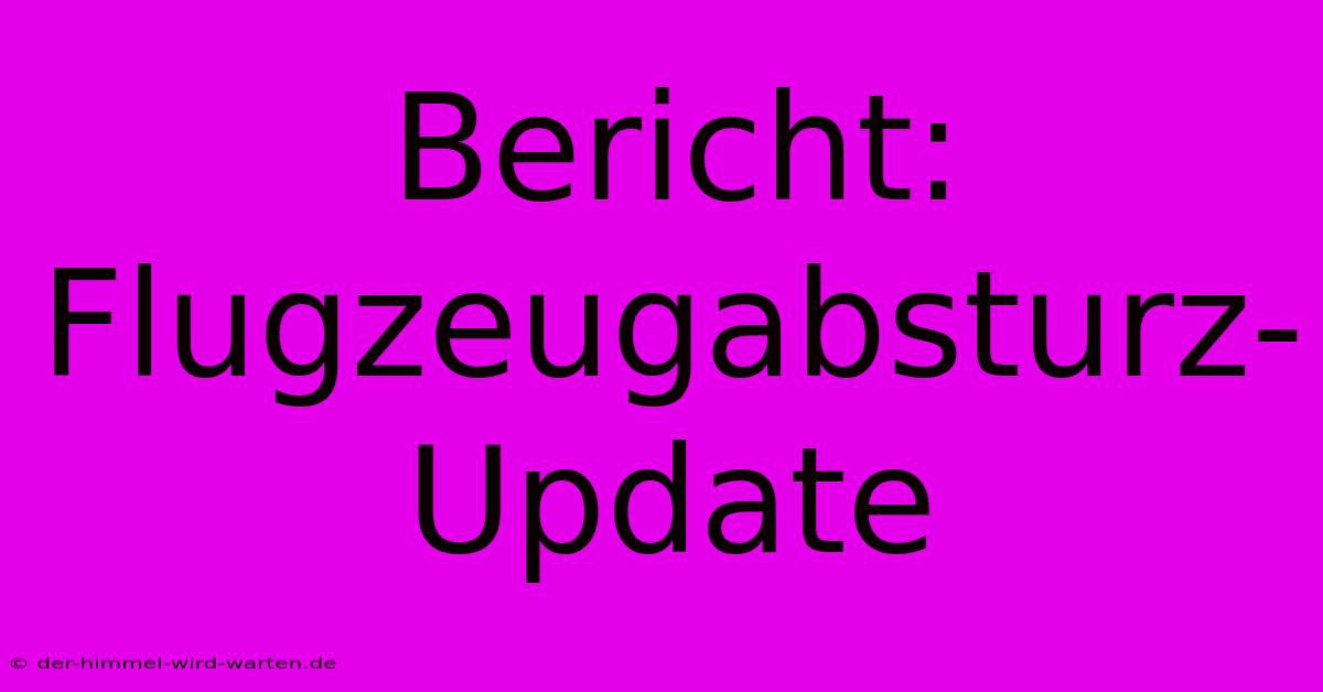 Bericht: Flugzeugabsturz-Update