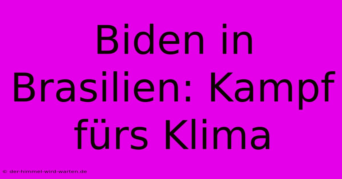 Biden In Brasilien: Kampf Fürs Klima