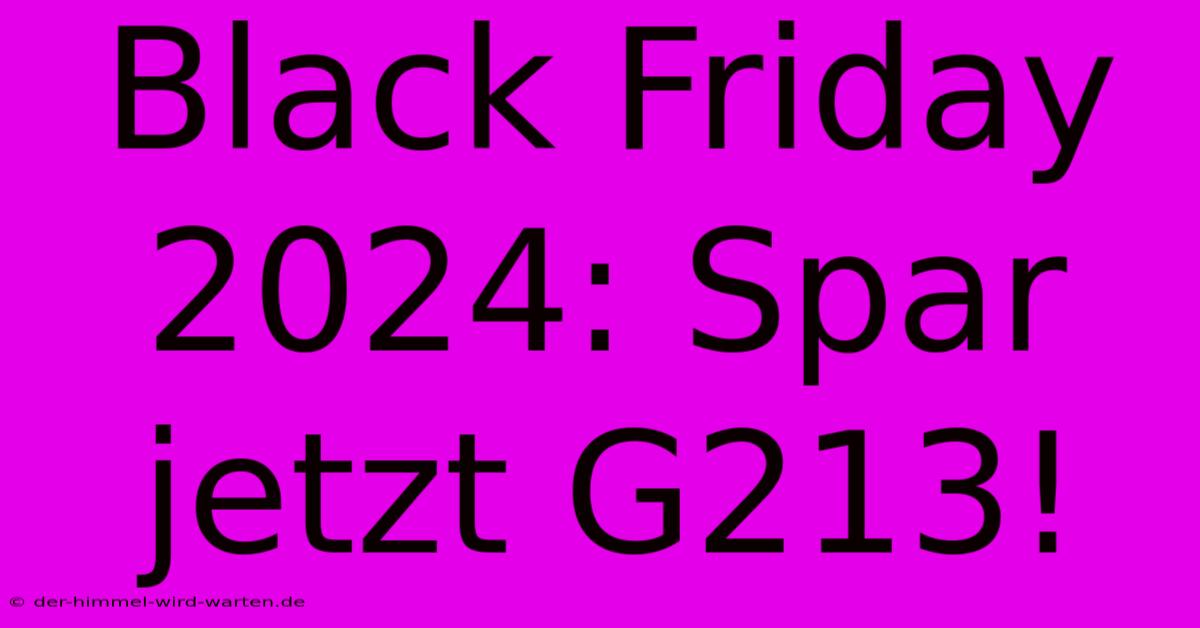 Black Friday 2024: Spar Jetzt G213!