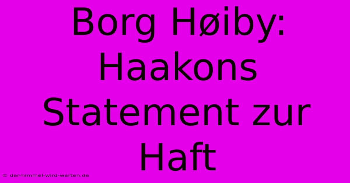 Borg Høiby: Haakons Statement Zur Haft