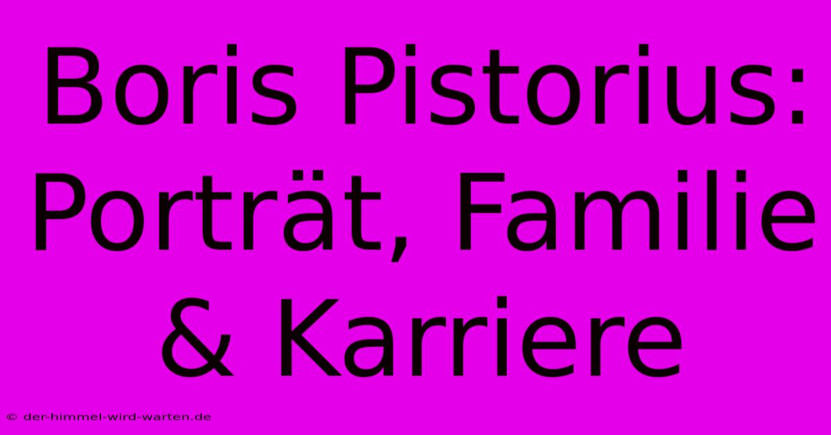 Boris Pistorius: Porträt, Familie & Karriere