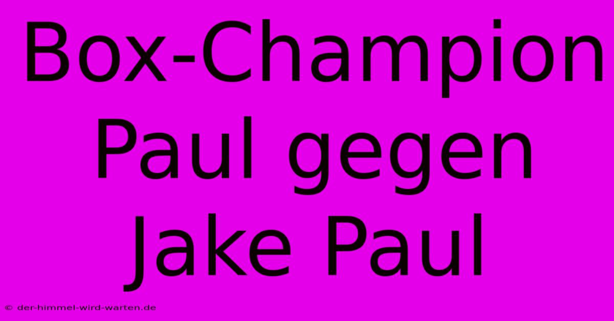 Box-Champion Paul Gegen Jake Paul