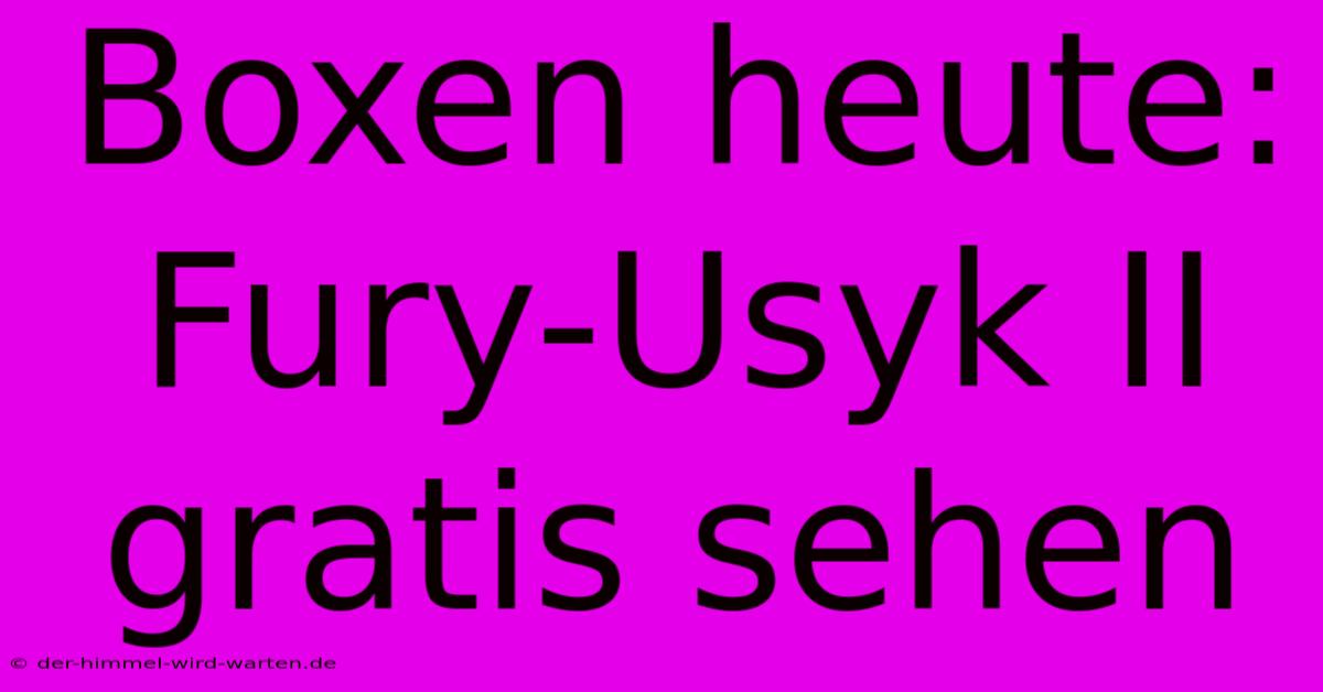 Boxen Heute: Fury-Usyk II Gratis Sehen