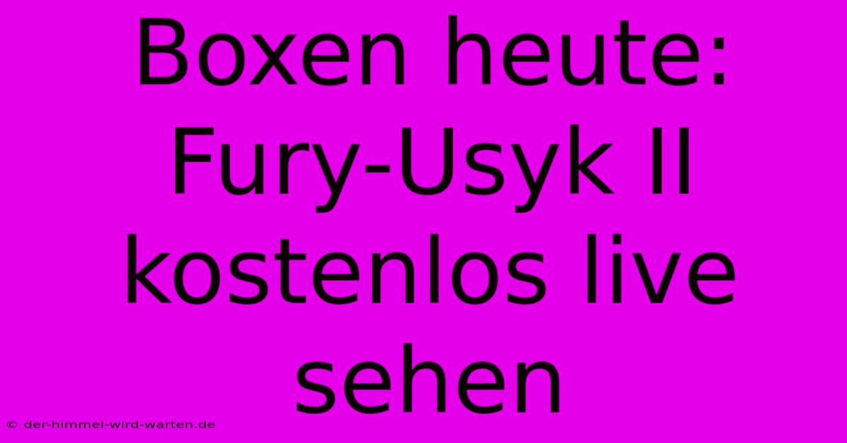 Boxen Heute: Fury-Usyk II Kostenlos Live Sehen