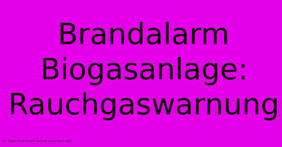 Brandalarm Biogasanlage: Rauchgaswarnung