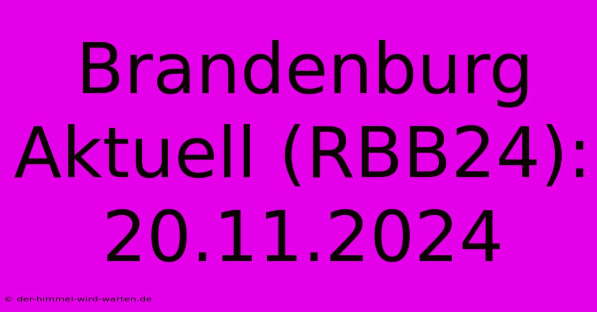 Brandenburg Aktuell (RBB24): 20.11.2024