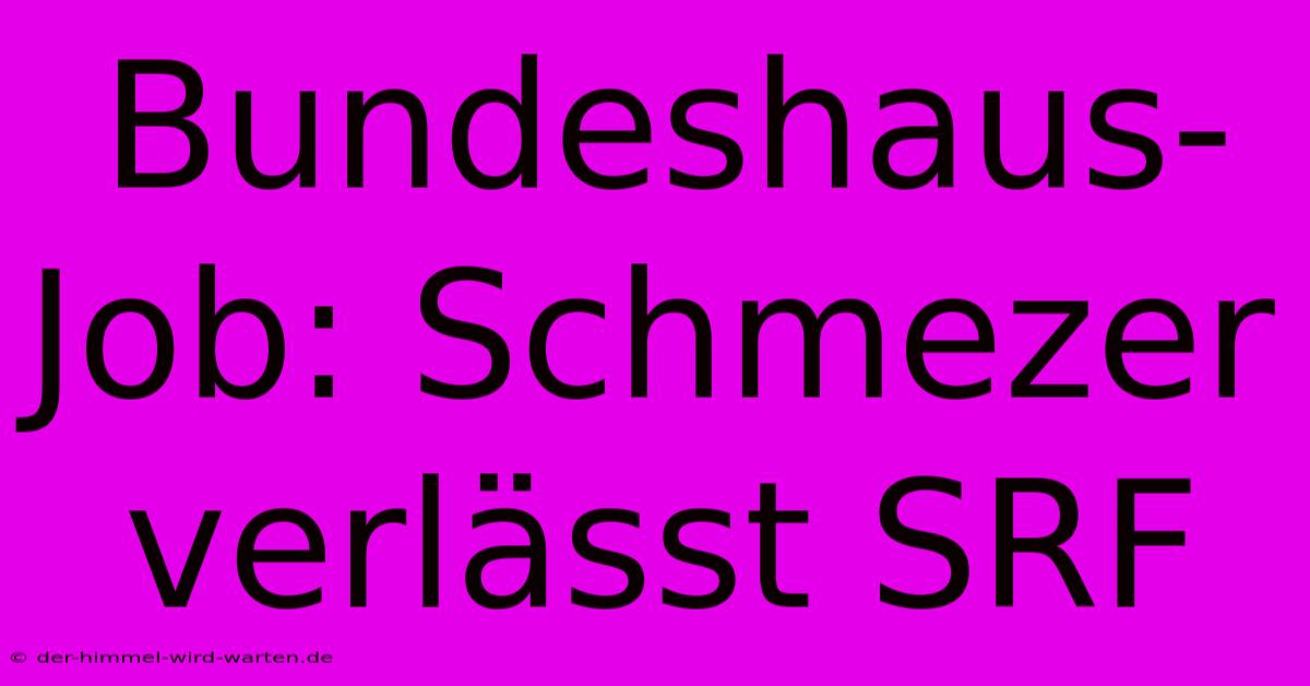 Bundeshaus-Job: Schmezer Verlässt SRF