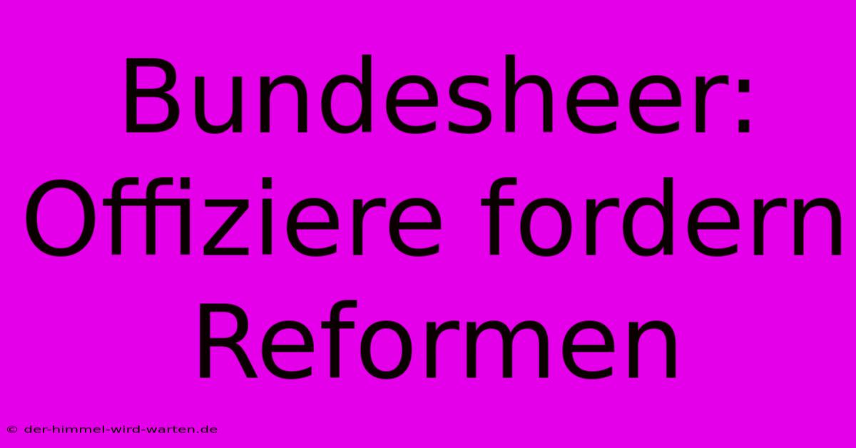 Bundesheer: Offiziere Fordern Reformen