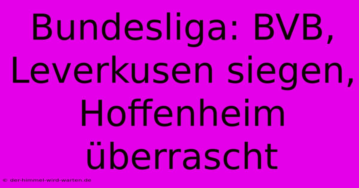 Bundesliga: BVB, Leverkusen Siegen, Hoffenheim Überrascht