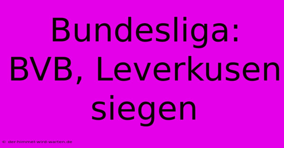 Bundesliga: BVB, Leverkusen Siegen