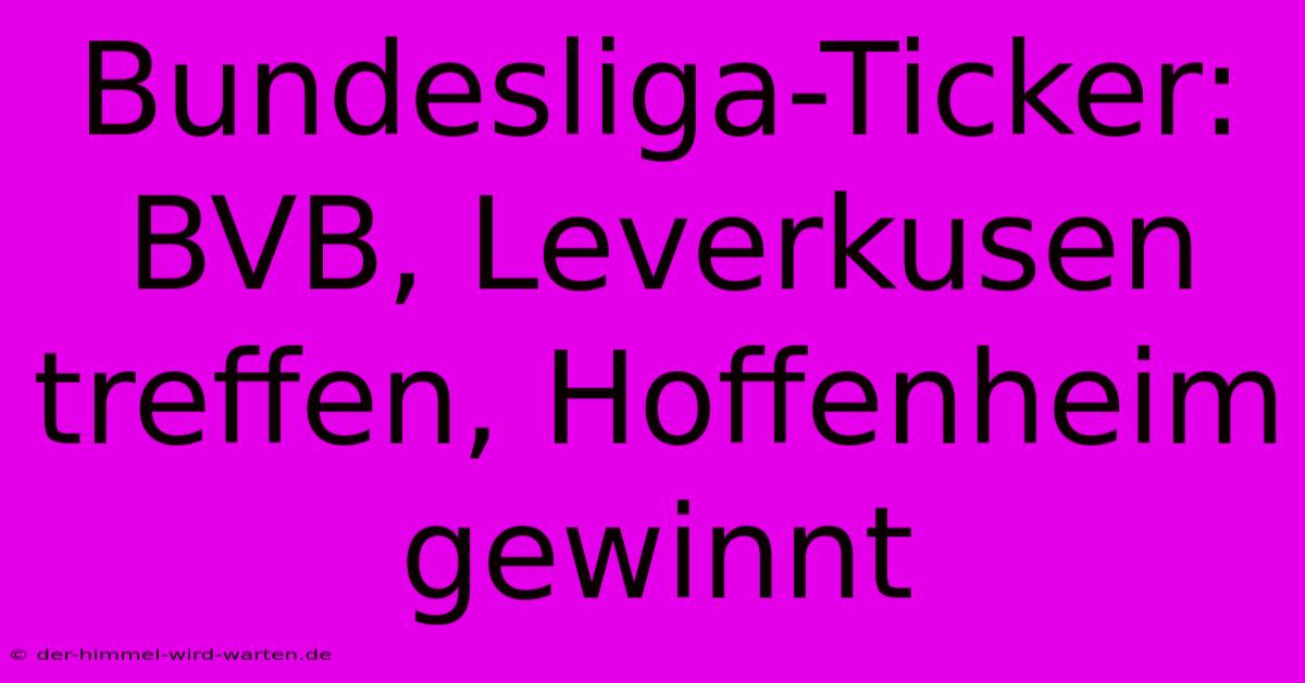 Bundesliga-Ticker: BVB, Leverkusen Treffen, Hoffenheim Gewinnt