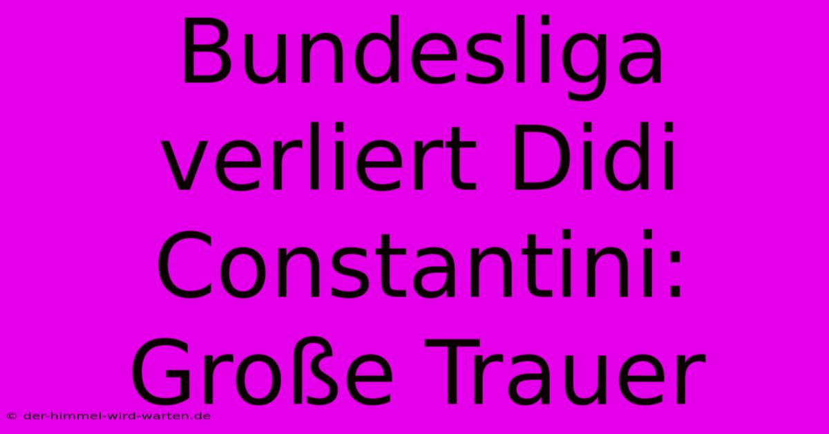 Bundesliga Verliert Didi Constantini: Große Trauer