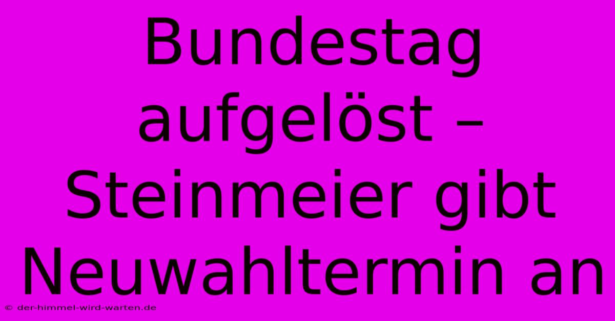 Bundestag Aufgelöst – Steinmeier Gibt Neuwahltermin An