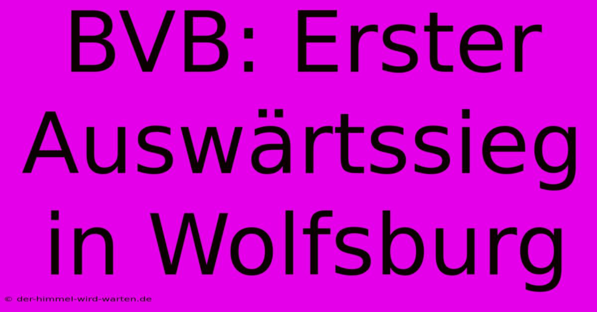 BVB: Erster Auswärtssieg In Wolfsburg