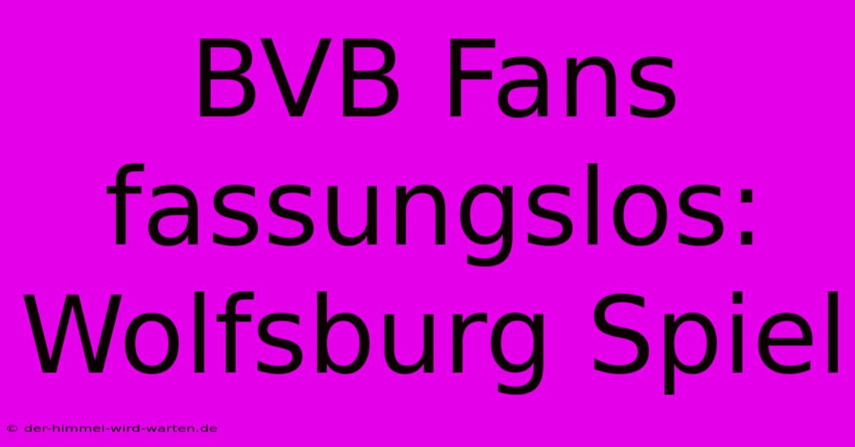 BVB Fans Fassungslos: Wolfsburg Spiel